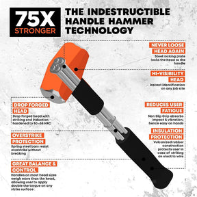 Club Hammer, Indestructible Handle, 16", 4 Lb.