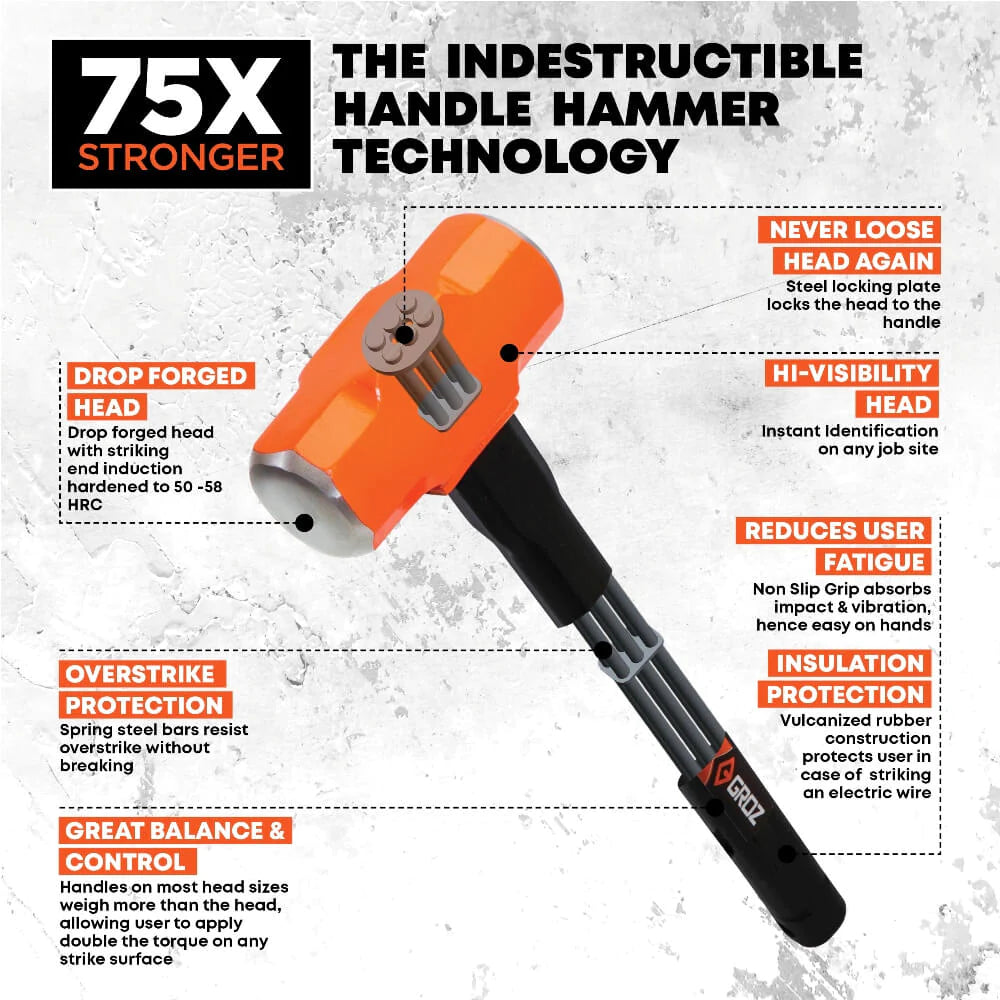 30" Indestructible Handle Sledge Hammer, 8 Lb.